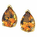 14K Yellow 7x5 Genuine Citrine Scroll Earrings